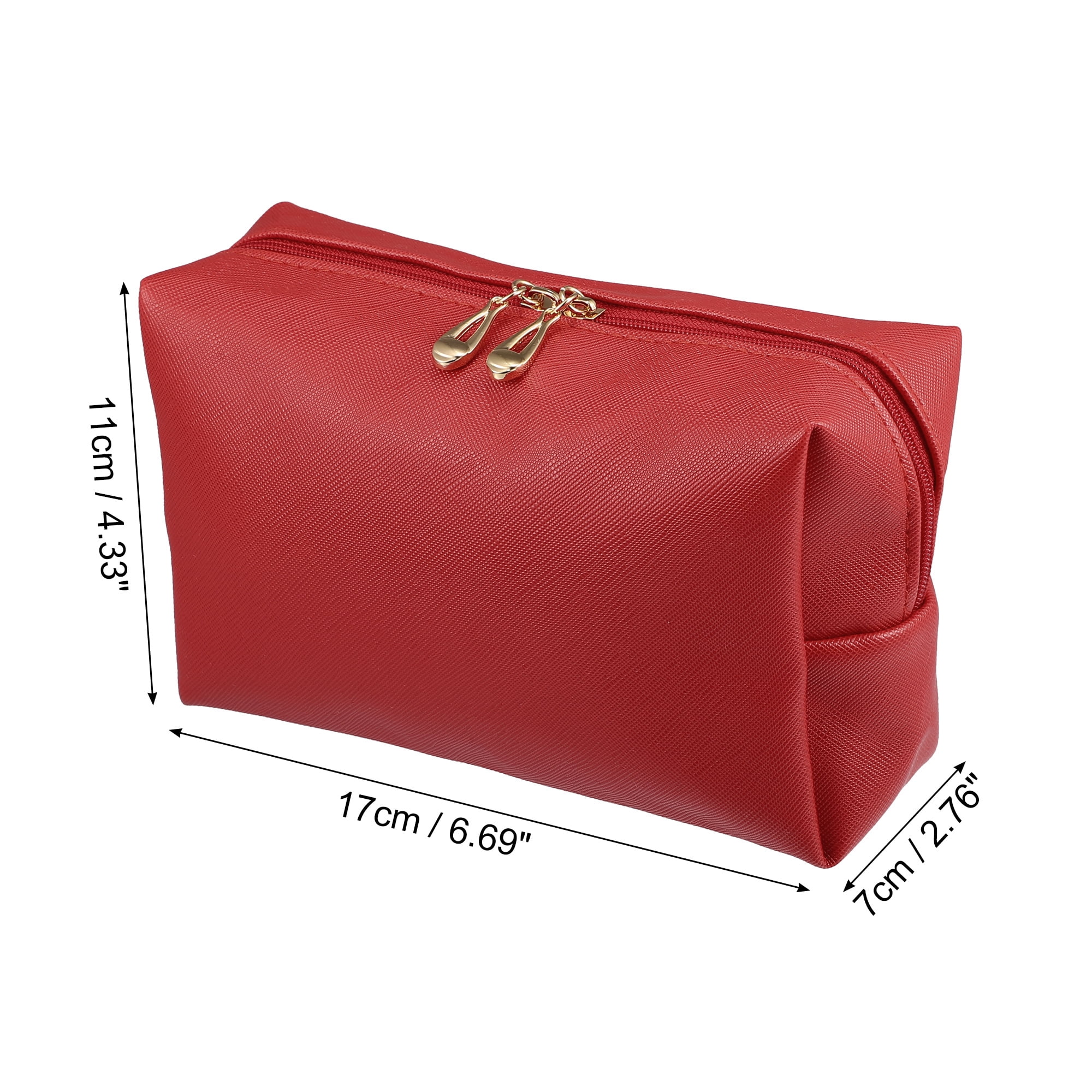 Unique Bargains Floral Makeup Bag Zipper Flower Cosmetic Pouch Red