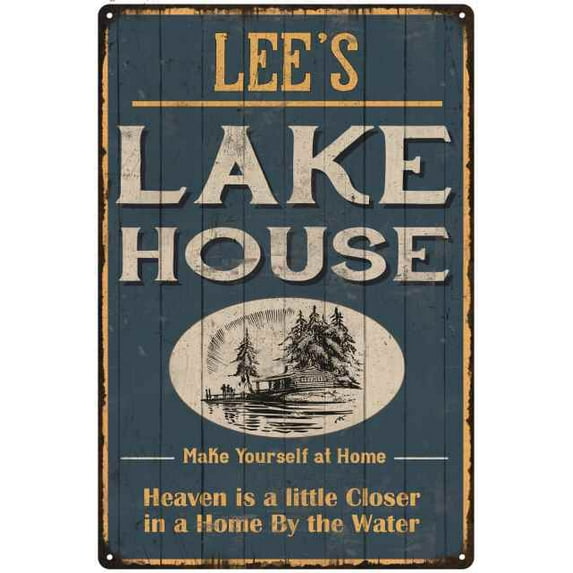 LEE'S Lake House Blue Cabin Home Decor Gift 8x12 Metal 108120038022