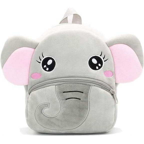Nice Choice Cute Toddler Backpack Preschool Bag Soft Plush Animal Cartoon Mini Travel Bag for Baby Girl Boy 2-6 Years(Grey Elephant)