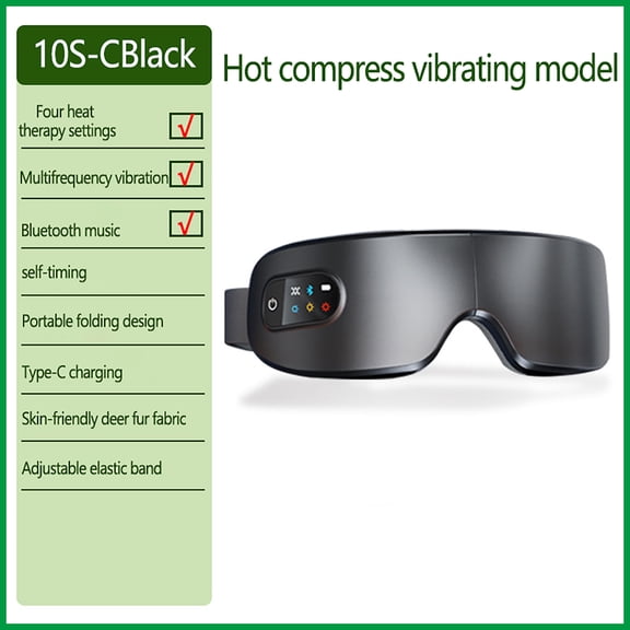 Eye Massager for Adults - Foldable & Portable Heated Mask, Featuring Bluetooth Music, Multi-Frequency Vibration, Auto Timer & Auto Power Off, with Comfortable Hot Compress for Relaxation