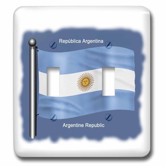 3dRose, Argentina flag waving on flagpole on blue background, double toggle switch