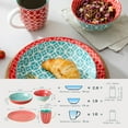 thumbnail image 3 of Dowan Vibrant Joy 4-Piece Ceramic Dinnerware Set, Single Served Plate Set, Porcelain  Platters, Soup Bowl &Coffee Mug, Red & Lake Blue Combo, 3 of 4