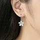 thumbnail image 5 of ER Pendientes de flor de circón de cristal de cobre blanco puro para mujer, pendientes largos y simples brillar Electrónica, 5 of 5