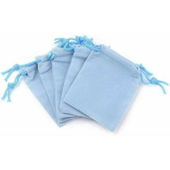 10Pcs Velvet Cloth Drawstring Bags Light Sky Blue Jewellery Bags 3.54x2.75 Inch Jewelry Pouches Gift Bags Wedding Party Favors Small Velvet Bags Candy Bags Christmas Gift Velvet Cloth Bag