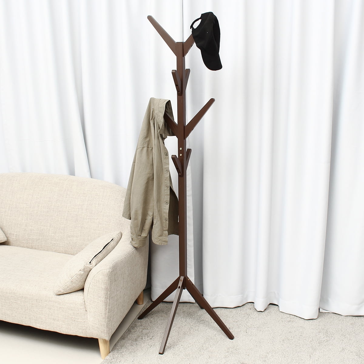 Simple Solid Wood Floor Coat Rack Living Room Bedroom Hanger Storage