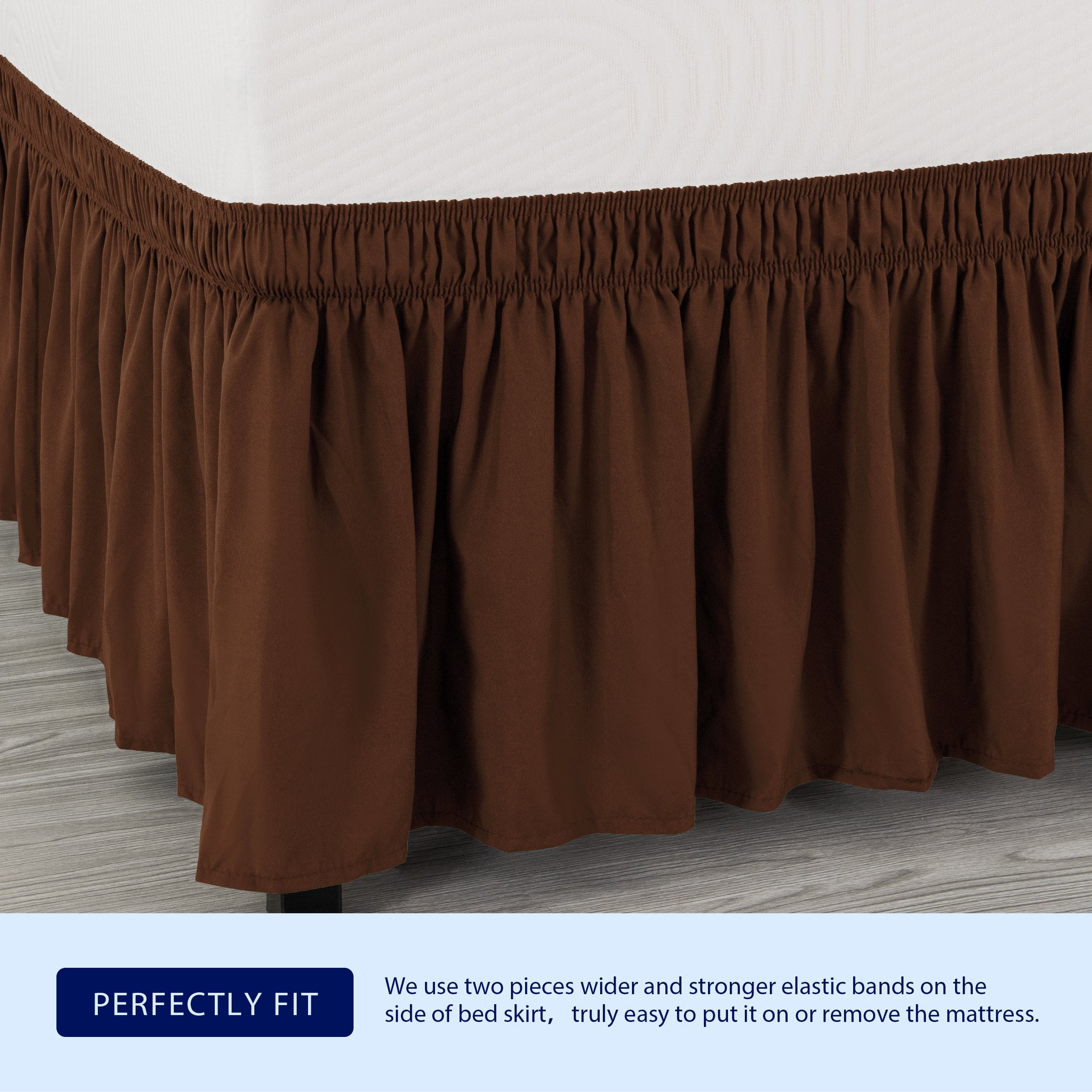 Wehilion Elastic Wrap Around Bed Skirt Dust Ruffle Smooth Soft Bed Frame Cover, Wrap Around Bed Skirt