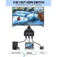 thumbnail image 4 of QJUHUNG 2FT 4K HDMI 2.0 Cable Auto Switch Switcher Splitter Adapter 3 In-1 Out Device, 4 of 8