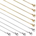 thumbnail image 2 of 12 PACK 18 Inch/ 0.45m 1mm Stainless Steel Snake Chain Bulk Silver Gold Snake Chains Necklace Metal Lobster Claw Clasps Cable Chains Necklaces for Jewelry Making Supplies Women Adult Diy DIY, 2 of 2