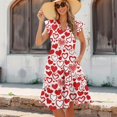 thumbnail image 4 of Yuyamidu Red Valentines Day Dress for Women Dresses Heart Print Dress Comfortable V-Neck Ruffle Sleeve Flowy Tiered Midi A-Line Dresses with Pockets, Size XL, 4 of 8