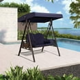 thumbnail image 2 of PURPLE LEAF 2-Seat Deluxe Outdoor Patio Porch Swing with Weather Resistant Steel Frame, Adjustable Tilt Canopy, Cushions and Pillow , Navy Blue, 2 of 11