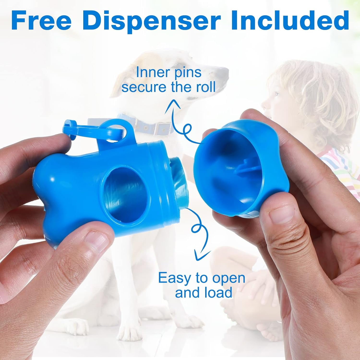 3000 Count Dog Poop Bags Pet Waste Bags for Poop with 3 Dispensers for Home, Outdoor, Puppy Walking, and Travel, 12 x 8.6 Inch(Blue)