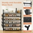 thumbnail image 4 of 6 Tier Shoe Rack, Shoe Organizer Storage for 24-30 Pairs Shoe and Boot, Long Shoe Shelf with Hook and Side Pocket Free Standing Tall Shoe Rack Organizer for Closet, Entryway, Dorm, 4 of 8