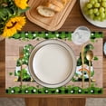 thumbnail image 4 of St. Patrick's Day Placemats Set of 4, Green Shamrocks Gnomes Gold Coin Wood Placemats for Dining Table, Place Mats for Kitchen Tabletop, Waterproof Wipeable Dining Table Mats Set, 4 of 9