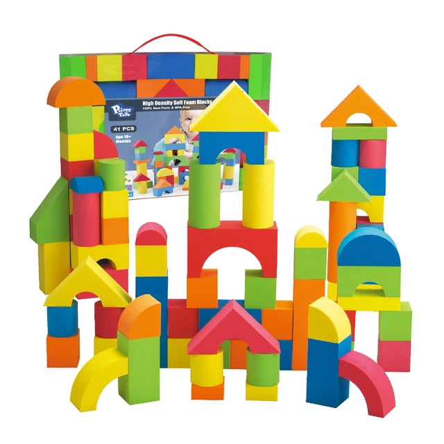 Bloques de construcción de espuma Pairez Toys para niños pequeños de 18 meses o más, 41 unidades
