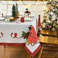 thumbnail image 4 of Christmas Tablecloth 60×120 Inch, Poinsettia Silk Ribbon Red Washable Table Cover for Party Picnic Dinner Decor, 4 of 5