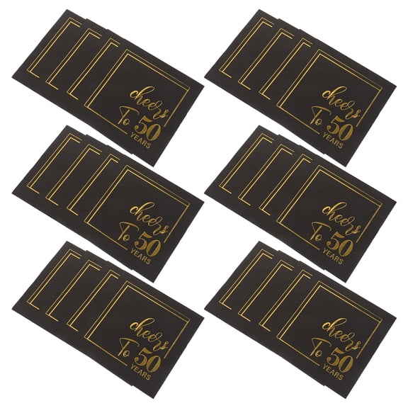 TABLZONE Luxury 50th Birthday Napkins with Black and Foil Stamping, Elegant 32-Pack Paper Napkins for Home Celebration