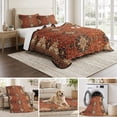 thumbnail image 6 of Twin XL Quilt Set 68''x98'', Brown Red Lightweight Bedspread Coverlet Set with 2 Pillow Shams, Vintage Boho Ethnic Geometric Abstract Art Breathable All Season Quilt Bedding for Dorm/Guest Room, 6 of 9