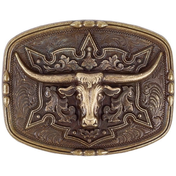 Rectangle Vintage Rodeo Cowboy Bull Head Belt Buckle Western Long Horn Bull Waistband Buckle Vintage Country Engraved Cowboy Alloy Fastener