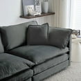 thumbnail image 4 of Modern Gray Chenille 4-Piece Upholstered Sectional Sofa (220×80×75cm) with 2 Seater Loveseat and Ottomans, 4 of 12