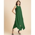 thumbnail image 3 of Moomaya Contemporary Asymmetric Round Neck Solid Rayon Dress Loose Fit Day Dress, 3 of 9