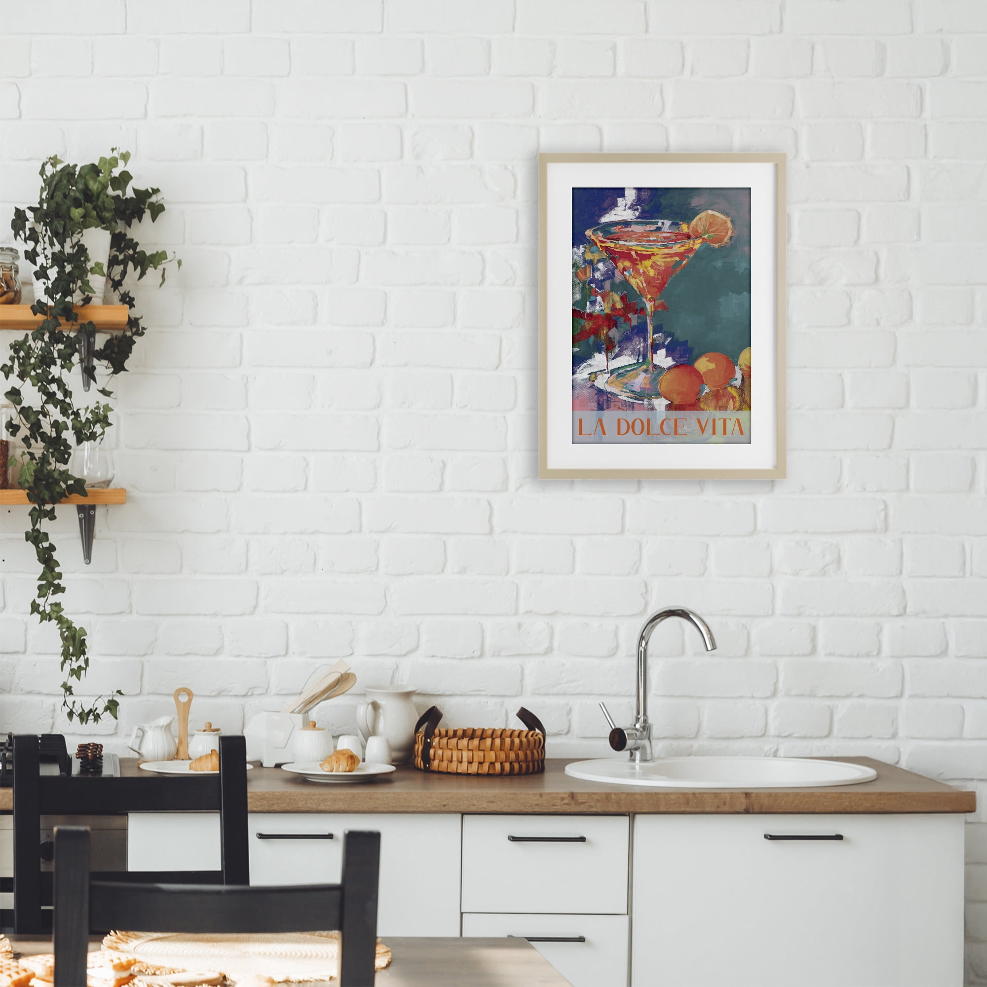 Stupell Industries Citrus Cocktail on Blue Birch Framed Print Under Glass, design by Jane Slivka