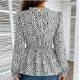 thumbnail image 6 of COSFO Long Sleeve T-Shirts for Women White Crew Neck Peplum Top Leopard Print T-Shirts Trendy Tops for Women 2024, 6 of 6