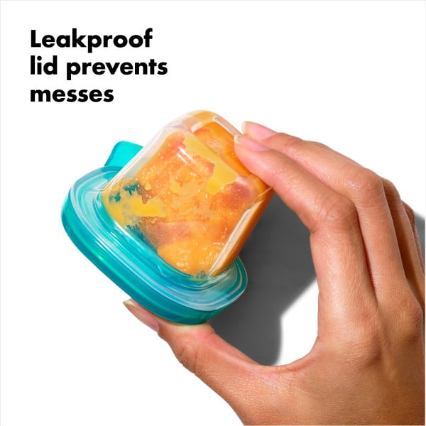 OXO Tot Silicone Baby Blocks Food Storage Containers, 2 oz, Teal, 6-pack, for Infants Ages 0-12 Months