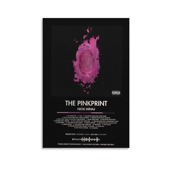 Nicki Poster Minaj The Pinkprint Music Album Cover Posters Canvas Art Poster and Wall Art Picture Print Modern Family bedroom Decor Posters 24x36inch(60x90cm)