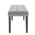 thumbnail image 6 of GZXS 45.28" Velvet Upholstered Bench with Rubberwood Legs, Soft Button-Tufted Padded Seat, for Entryway/Bedroom/Dining Room, Supports up to 330 lbs (Light Gray), 6 of 9