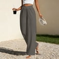 thumbnail image 5 of JUSLIO Pants for Women Linen Elastic Waist with Pockets Fashion Casual Comfort Waist Straight Pants, 5 of 6