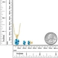 thumbnail image 2 of 18K Yellow Gold Plated Silver Swiss Blue Topaz and White Lab Grown Diamond Pendant and Earrings Jewelry Set for Women (7.04 Cttw, Gemstone Birthstone, Oval 11X9MM and 8X6MM with 18 inch Silver Chain), 2 of 3