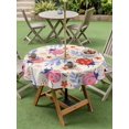 thumbnail image 4 of Outdoor Tablecloth with Umbrella Hole for Patio/Picnic/Party/Camping, Pink Ladybugs Waterproof Table Cloth Round Cover Washable, Rustic Daisy Flowers Leaves Pastoral Beige (Dia 60"), 4 of 9