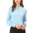 thumbnail image 1 of Dde San Patricio profesional Blusas de gade manlarcon cuello alto elegante pamujer  Azul Claro XXL, 1 of 6