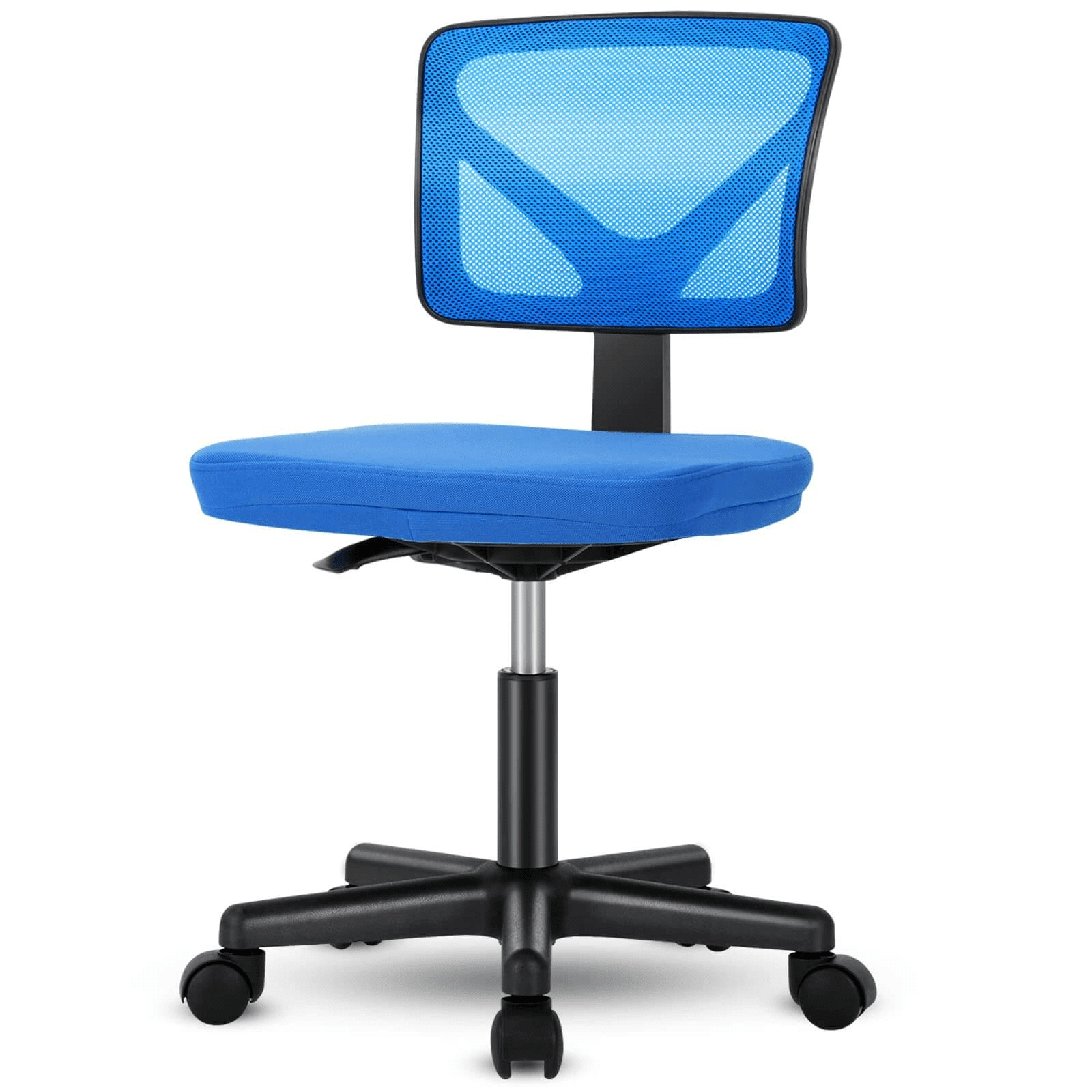 MAYEERTY Home Office Desk Chair, Armless Mesh Computer Chair Small Space Swivel Adjustable Low Back Task Chair for Teens/Adults, Blue