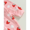 thumbnail image 6 of Infant Baby Girl Spring Fall Clothes Cute Strawberry Print Jumpsuit Set Long Sleeve Zipper Romper + Bow Headband 2Pcs Set, 6 of 8