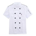 thumbnail image 1 of Coat Short Sleeve with Buttons Pockets Cook Jacket Chic Cooking Work Wear Uniform Costume for Restaurant Hotel Cafe Kitchen White M, 1 of 7