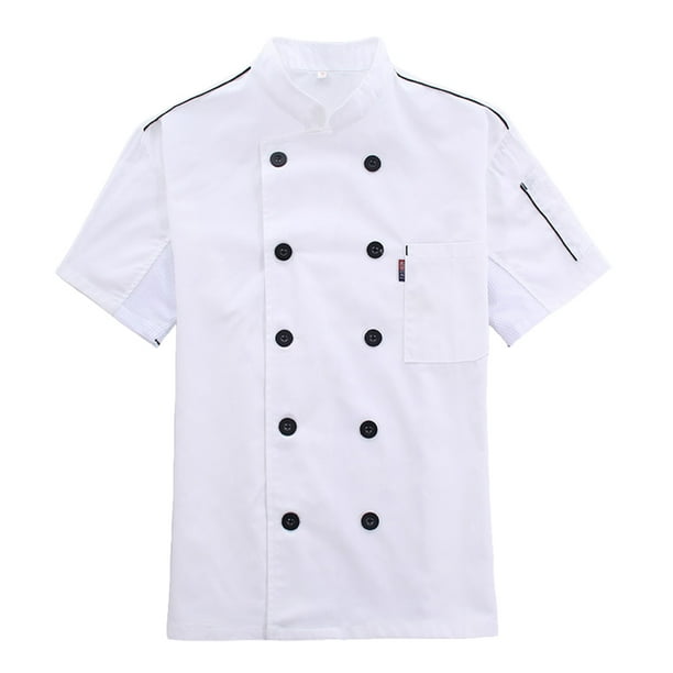 Chef Abrigo de manga corta con botones bolsillos para cocinar chaqueta de cocción elegante usar traje uniforme para restaurante hotel cafetería cocina blanco m Methold HA012101-01