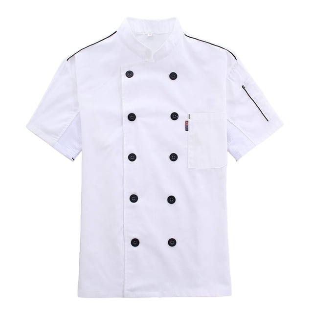 Chef Abrigo de manga corta con botones bolsillos para cocinar chaqueta de cocción elegante usar traje uniforme para restaurante hotel cafetería cocina blanco m Speravity HA012101-01