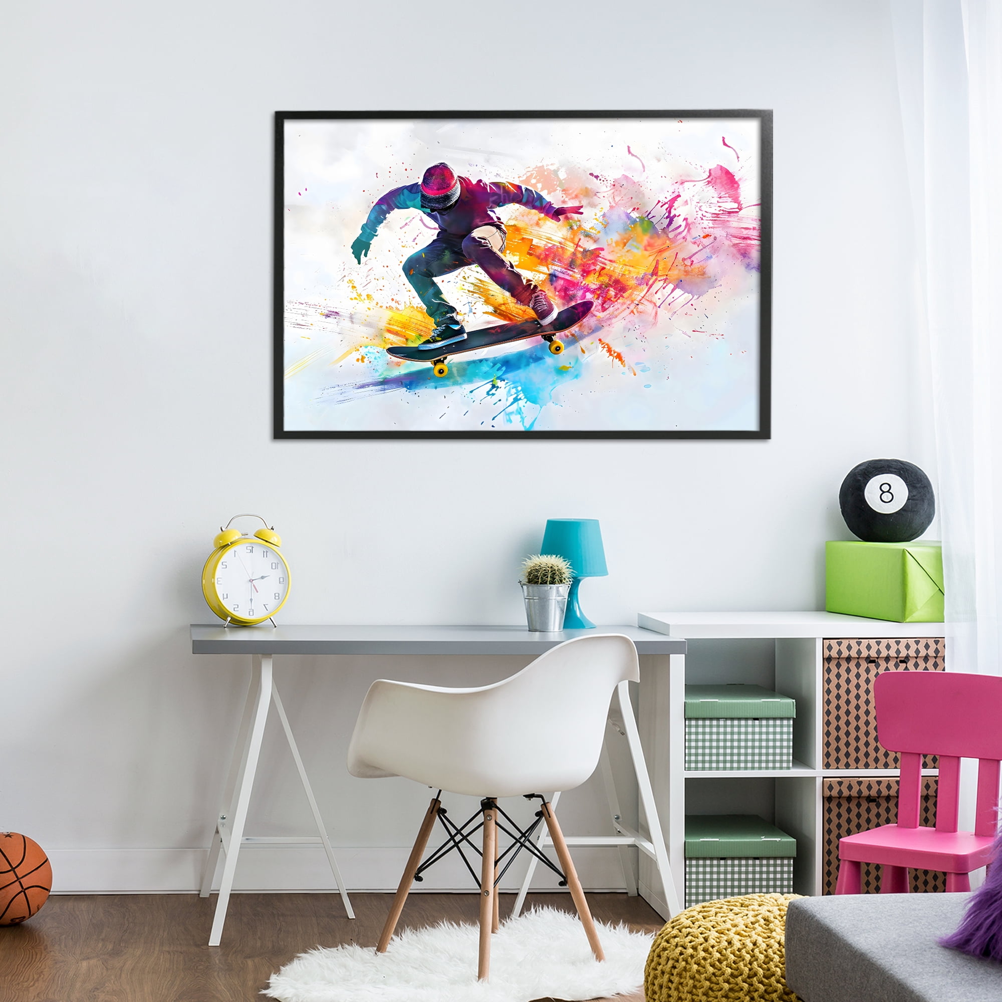 Stupell Industries Skateboarder in Motion Black Framed Giclee Art, design by Creative Studio
