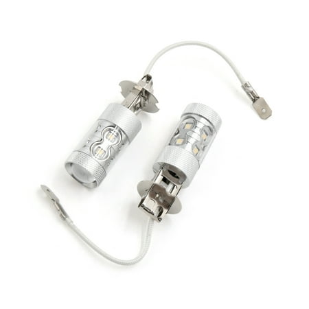 Unique Bargains2Pcs 50W H3 White 2828 SMD 10 LEDs Lens Fog Light Headlight Bulb for Auto