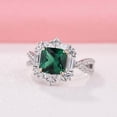 thumbnail image 2 of Silvago Jewelry 1.56 Ct Cushion Cut Moissanite Rings - 14K White Gold Plated Band - Motif Halo Jewelry for Birthday Gifts - Anniversary Gifts Ring - Emerald Moissanite Special Occasion Ring, 2 of 7