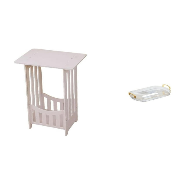 Elodie Bedside Table with Nordic Rectangle Tray Practical Storage Organizer for Hotel Cafe Lounge Balcony Dining Room Office Home