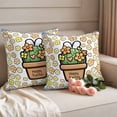 thumbnail image 2 of Happy Easter Pillow Covers 2 Pack Spring Rabbit Ears Potted Plant Yellow Floral Pillowcase Waterproof Outdoor Throw Pillow Cover for Patio Garden Square Cushion 24”x24”, 2 of 9