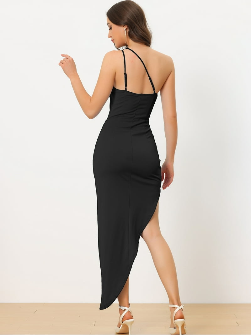 One Shoulder Cutout Waist Ruched Dress 3/piece] One Shoulder Cut-out Front  Ruched Bodycon Mini Dress  Capella Outlet Unique Bargains women's One  Shoulder Ruched Dress Black - Walmart.com