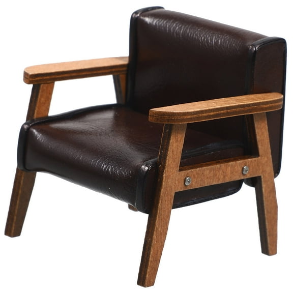 Raindrops Mini Sofa Armchair 1 Piece Single Seat Deep Brown Wood Model for Handmade Decor, 11.8 x 2.6 x 2.4 Inches