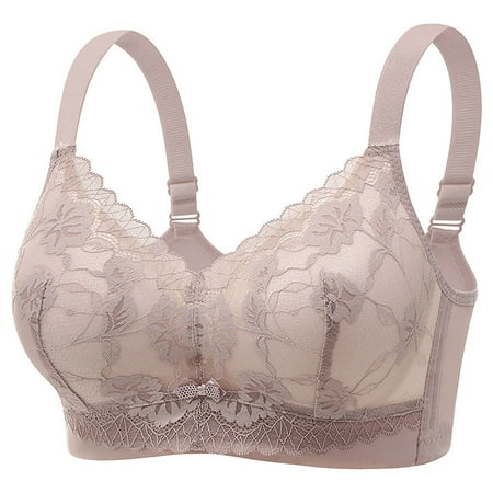 Wireless Bras Plus Size  Xunlbb Women s Plus Size Bra Cover Beautiful Back Gathered Lace Gathered Accessory Bra(Gray XXL)