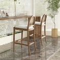 thumbnail image 5 of Panama 30.5" Curved Back Cane Rattan Set of 2 Bar Stools in Ivory White Boucle, 5 of 7