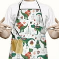 thumbnail image 2 of Green Dinosaurs Christmas Pattern Apron-Garden Aprons for Women with Pockets-Cotton Linen Waterproof Kitchen Cooking Gardening Aprons Adjustable for Kitchen,Cooking,BBQ and Salon 33x27 Inch, 2 of 7
