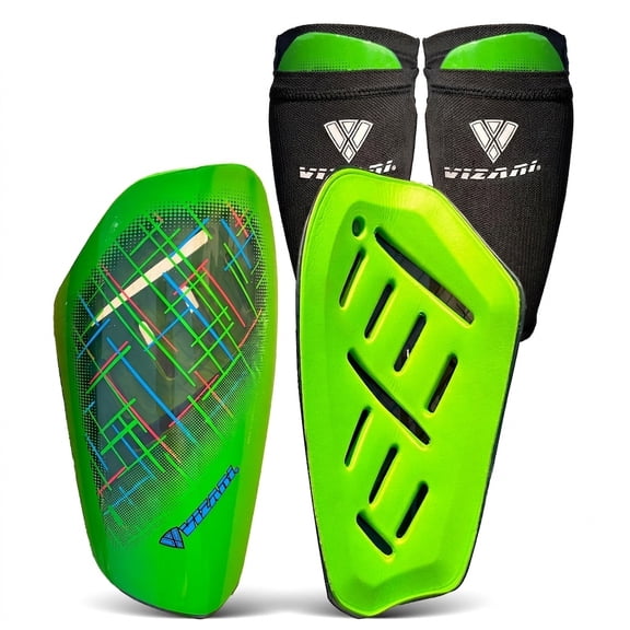 Vizari Soquel Soccer Shin Guards for Kids & Adults - Embossed EVA Bonded Shell with TPU Front - Protective Soccer Gear with Sweat Channels