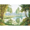 thumbnail image 2 of Unknown 24x18 Black Ornate Wood Framed with Double Matting Museum Art Print Titled - Misty Lake, 2 of 4